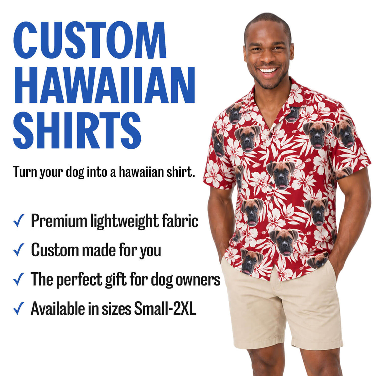 Your Dog White Hearts Custom Hawaiian Shirt