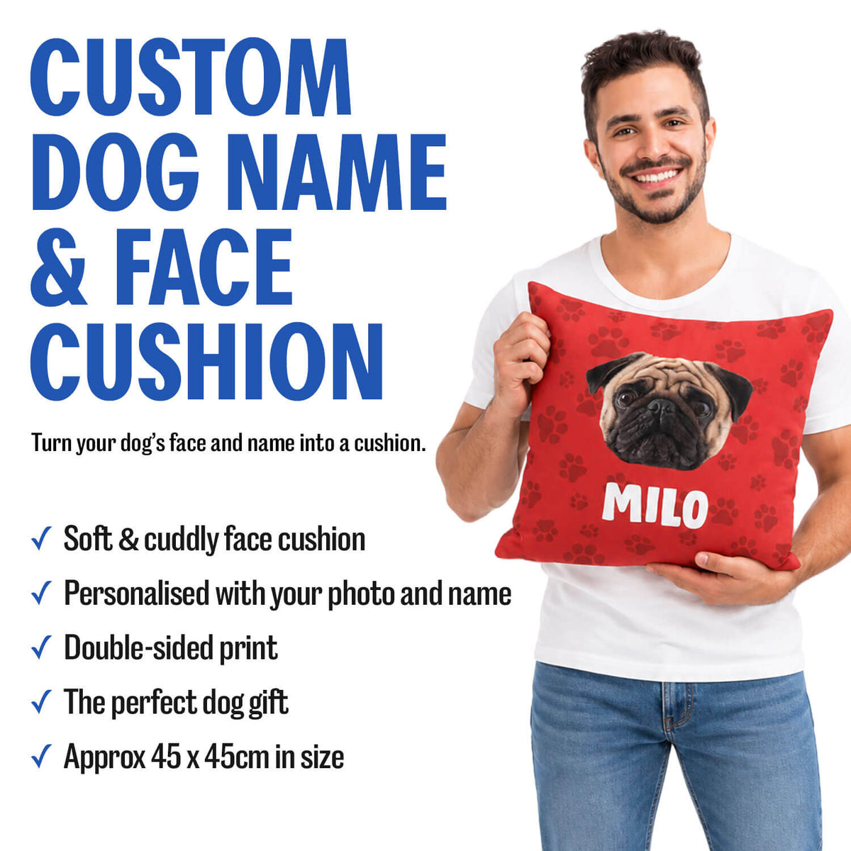 Your Dog Name & Face Custom Cushion