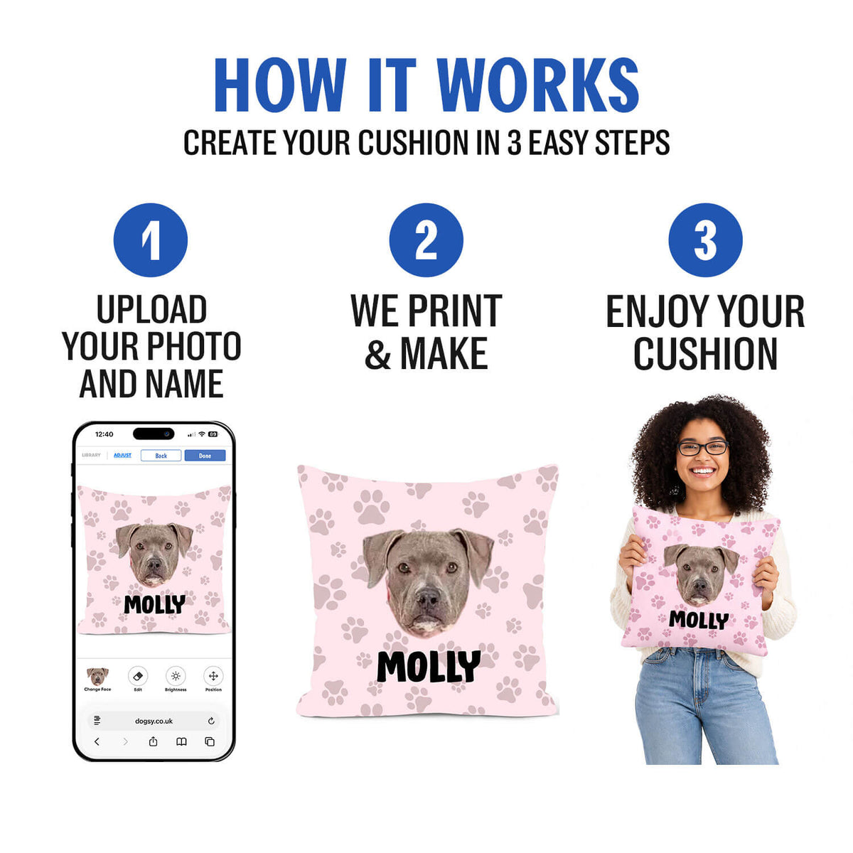 Your Dog Name & Face Custom Cushion