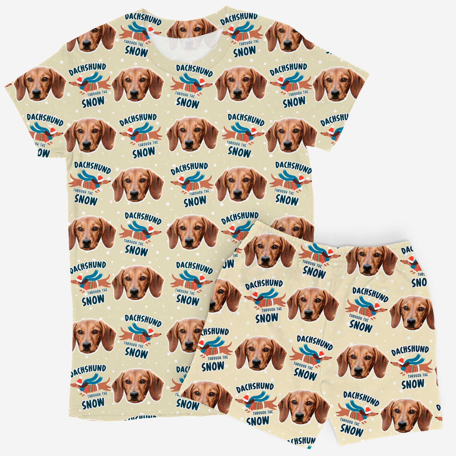 Dachshund Through The Snow Women's Personalised PJs - Shorts Set