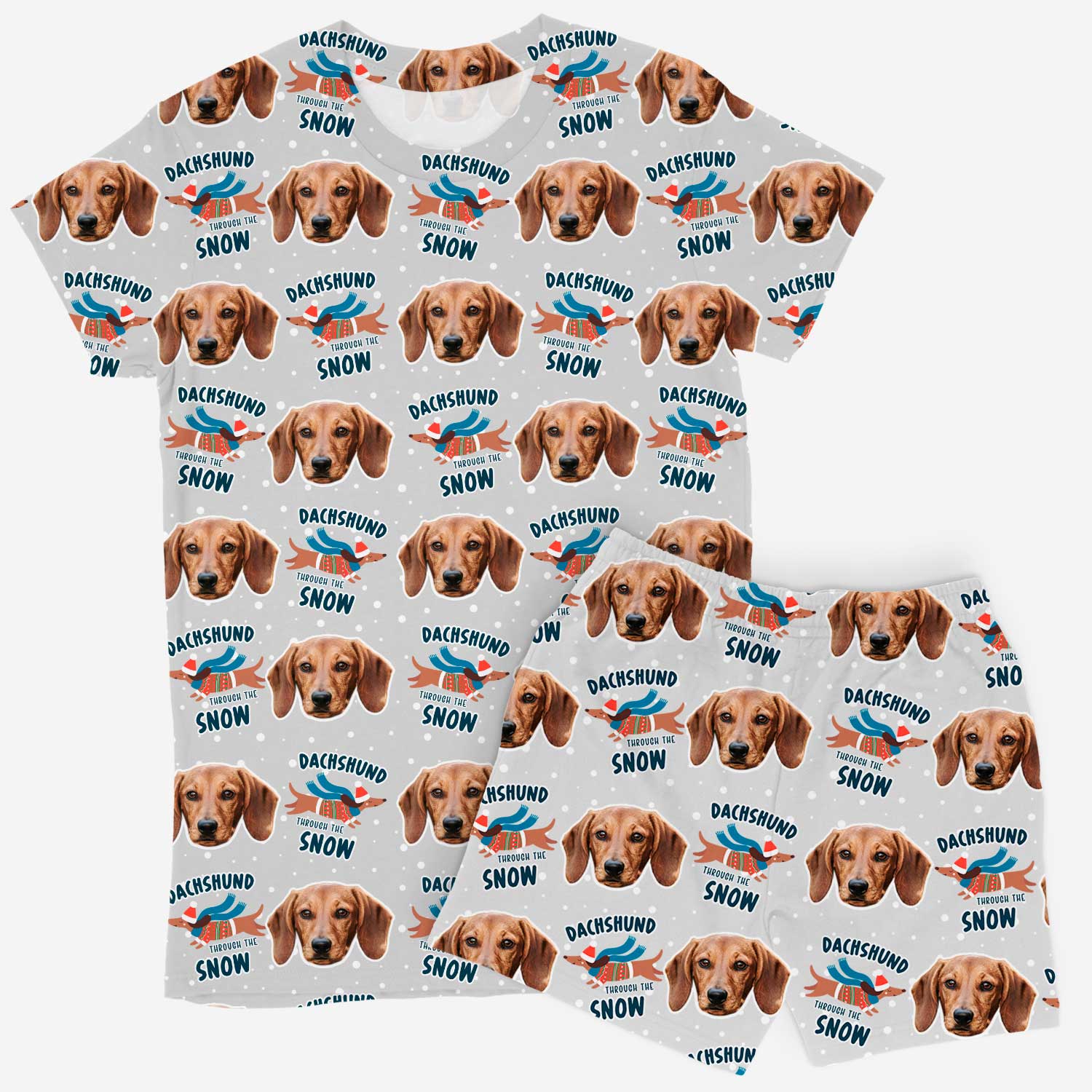 Dachshund Through The Snow Women's Personalised PJs - Shorts Set