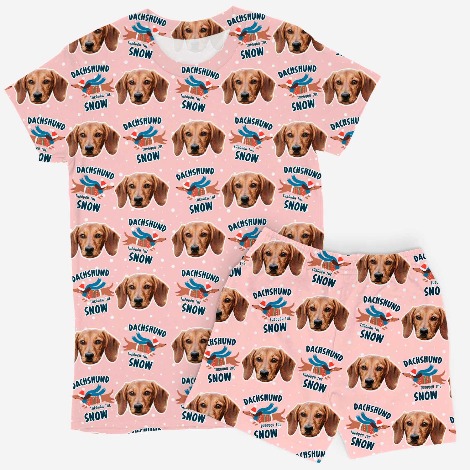 Dachshund Through The Snow Women's Personalised PJs - Shorts Set