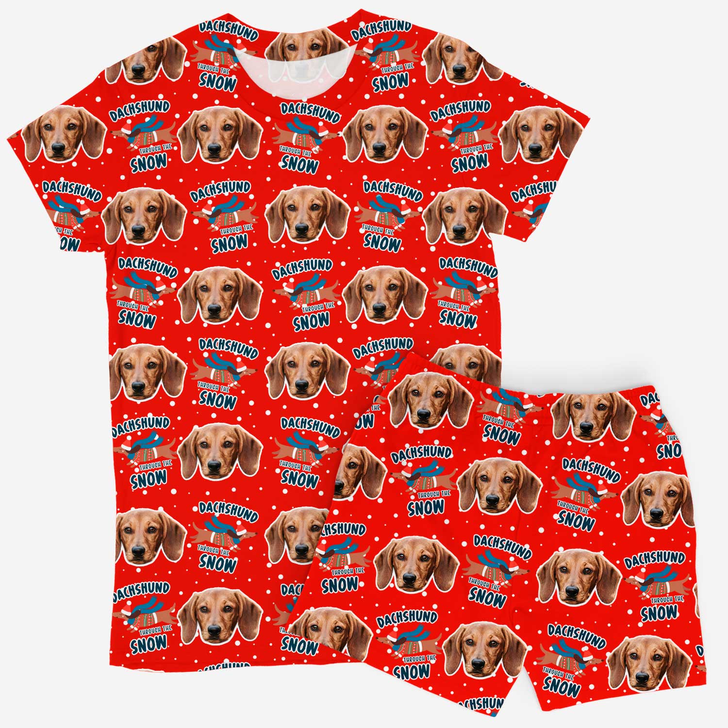 Dachshund Through The Snow Women's Personalised PJs - Shorts Set