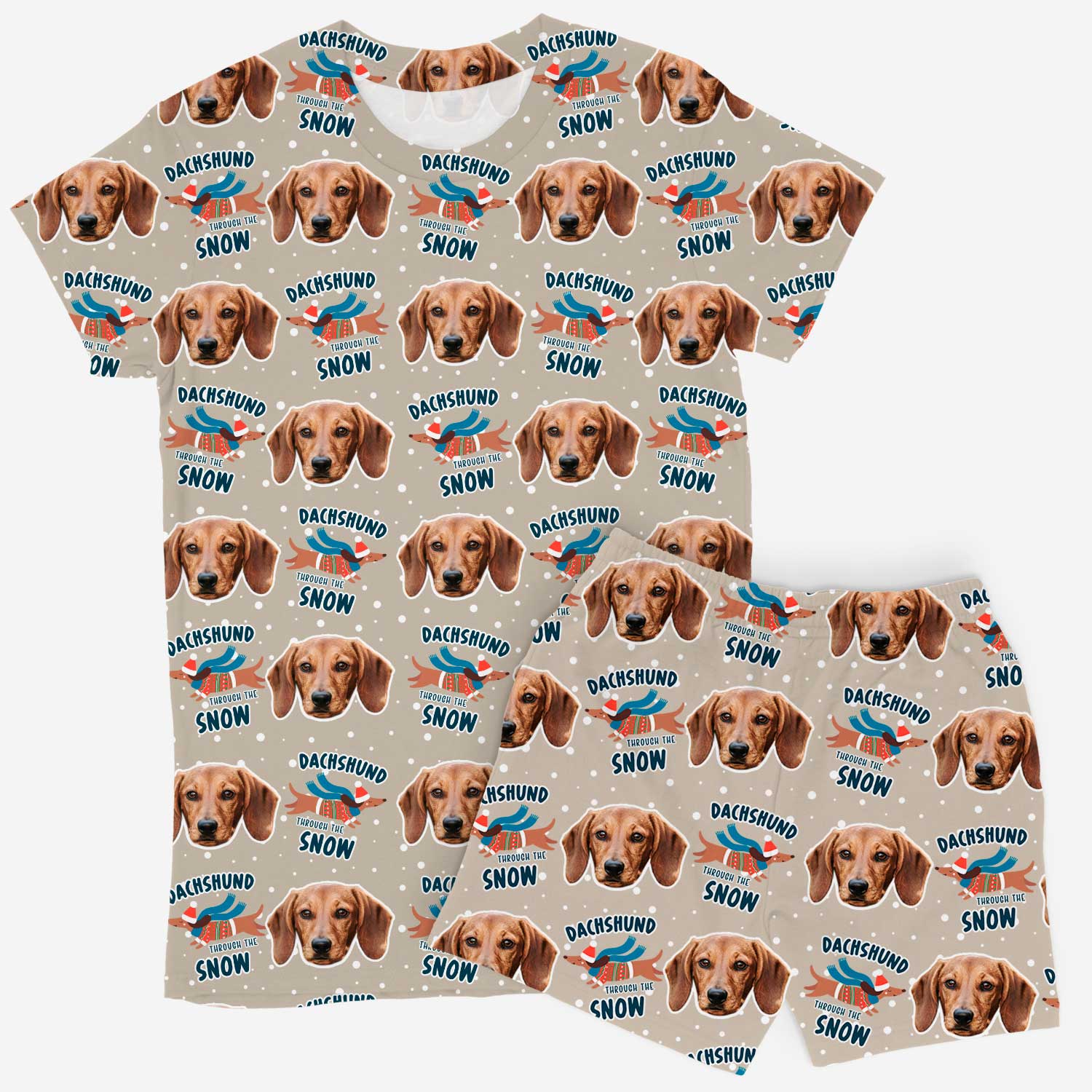 Dachshund Through The Snow Women's Personalised PJs - Shorts Set