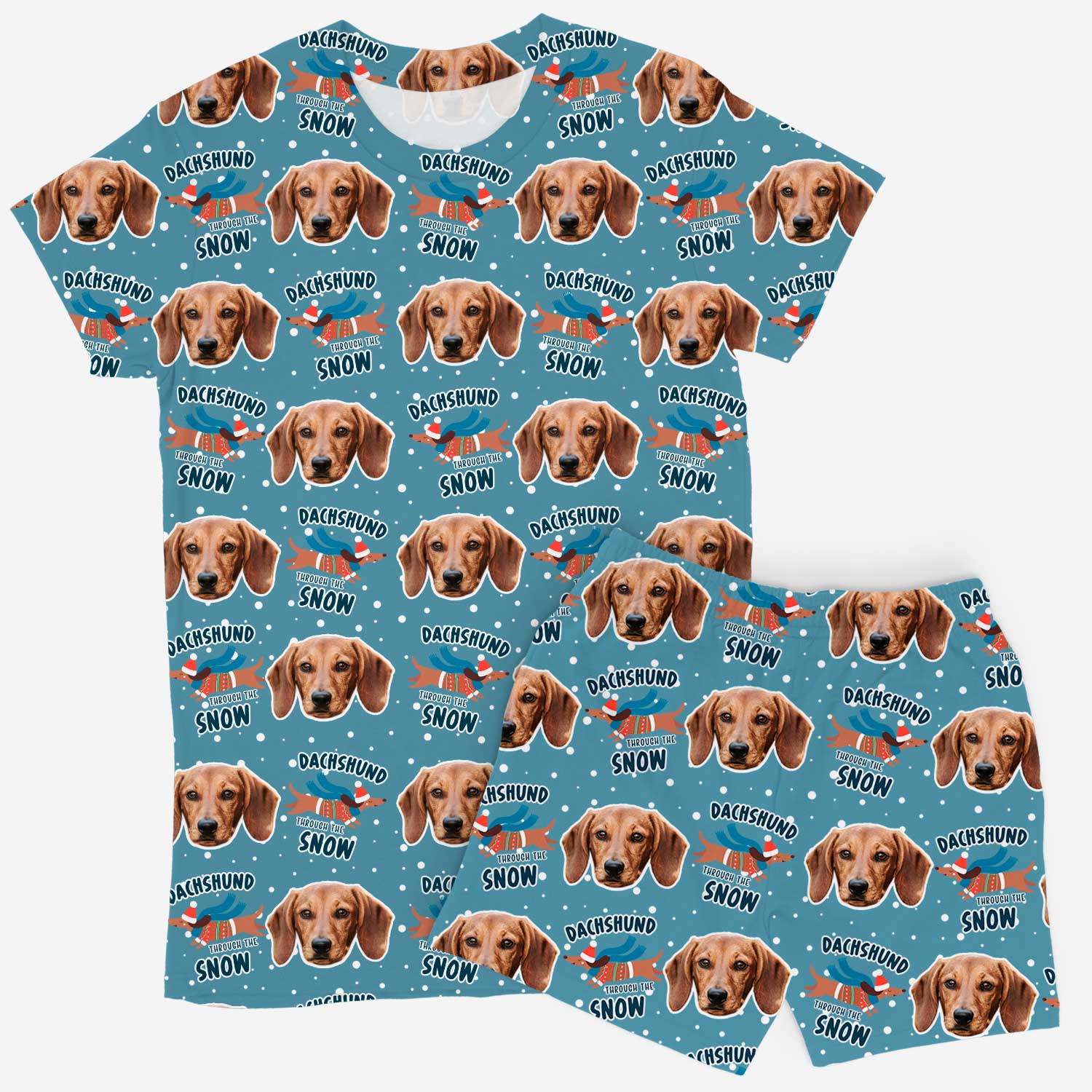 Dachshund Through The Snow Women's Personalised PJs - Shorts Set