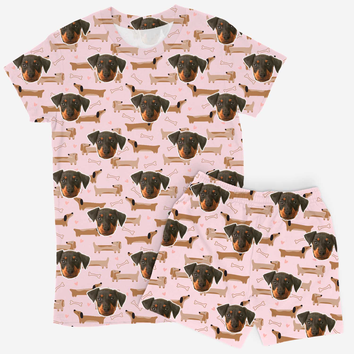 Dachshund Dog Pattern Women's Personalised PJs - Shorts Set