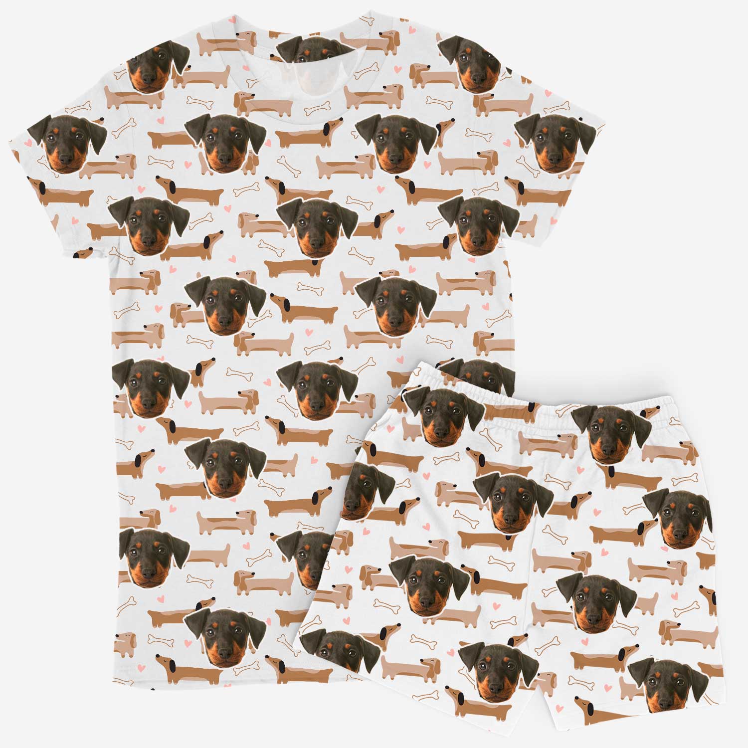 Dachshund Dog Pattern Women's Personalised PJs - Shorts Set