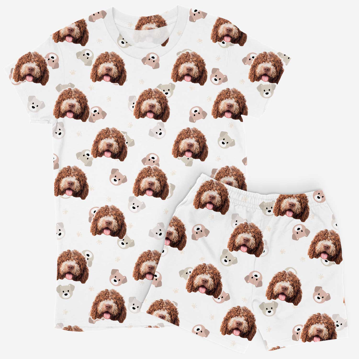 Women's Cute Faces Personalised Dog Pyjamas - Shorts Set