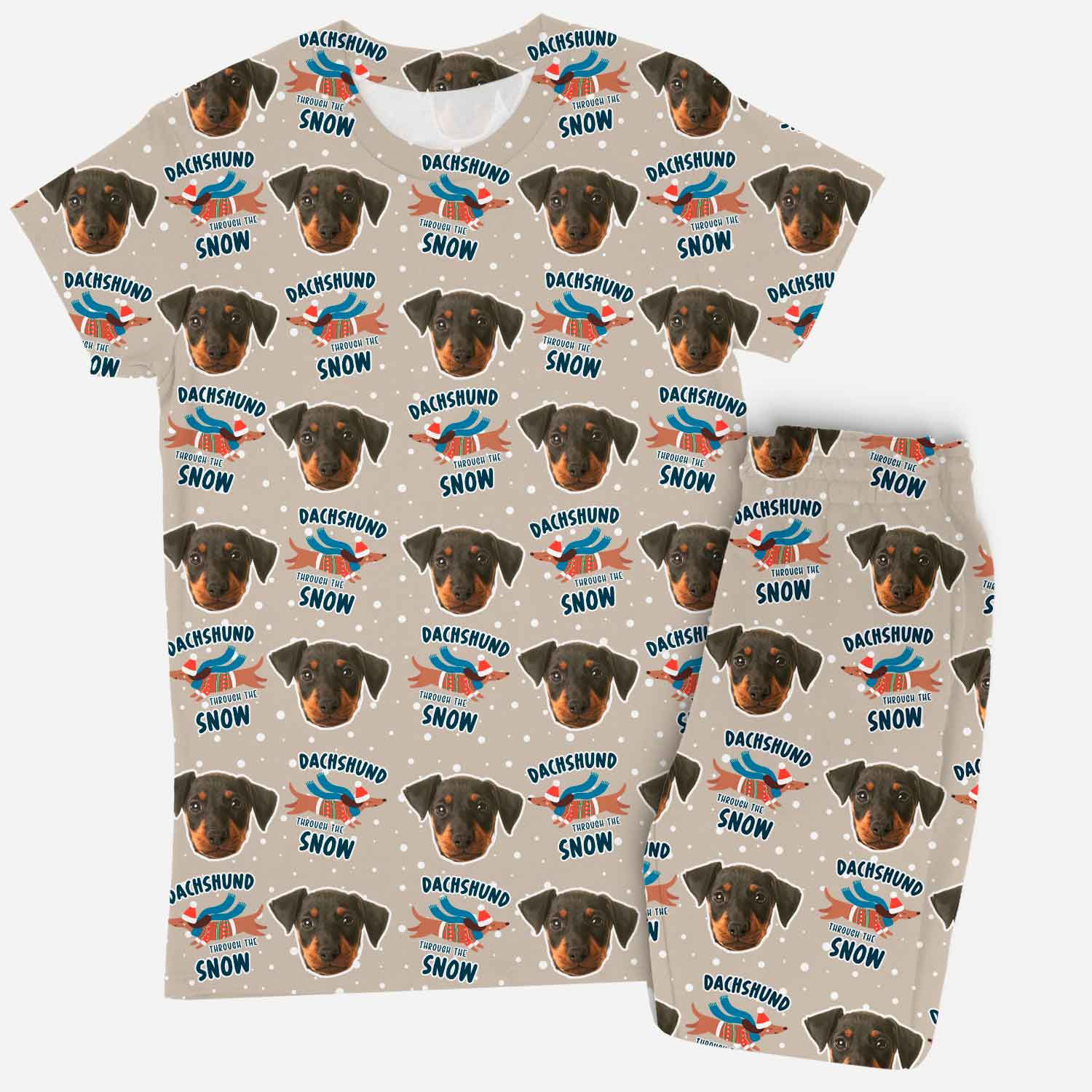 Dachshund Through The Snow Women's Personalised Pyjamas - Trouser Set