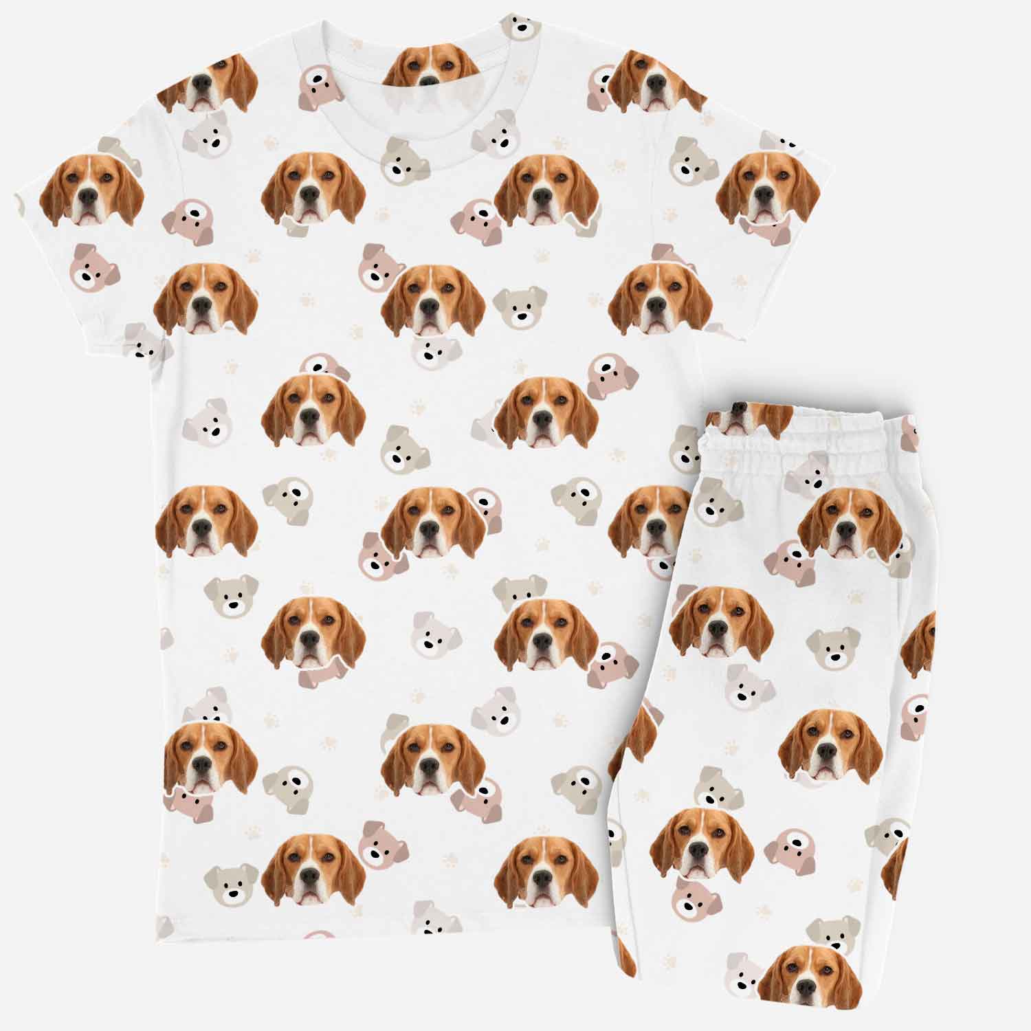 Women's Cute Faces Personalised Dog Pyjamas - Trousers Set