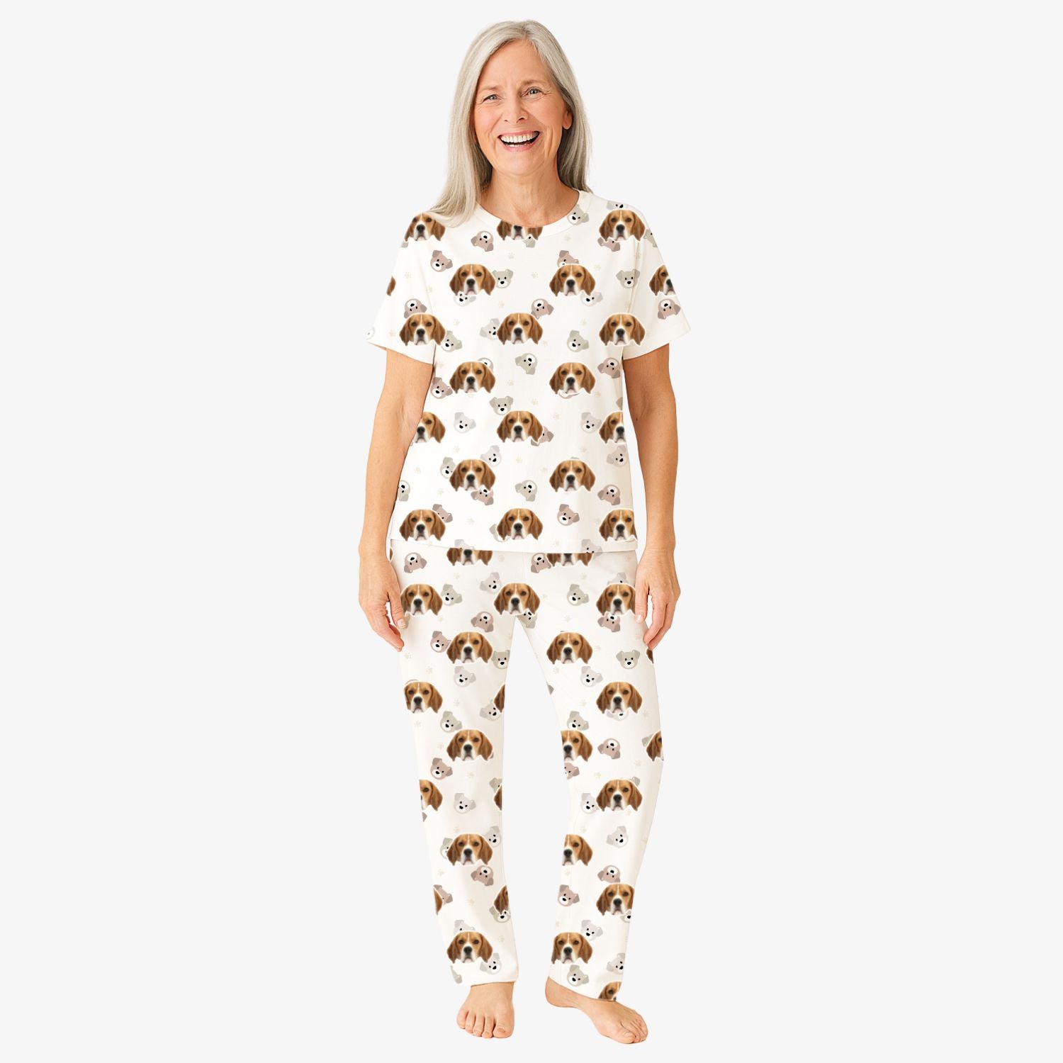 Women's Cute Faces Personalised Dog Pyjamas - Trousers Set