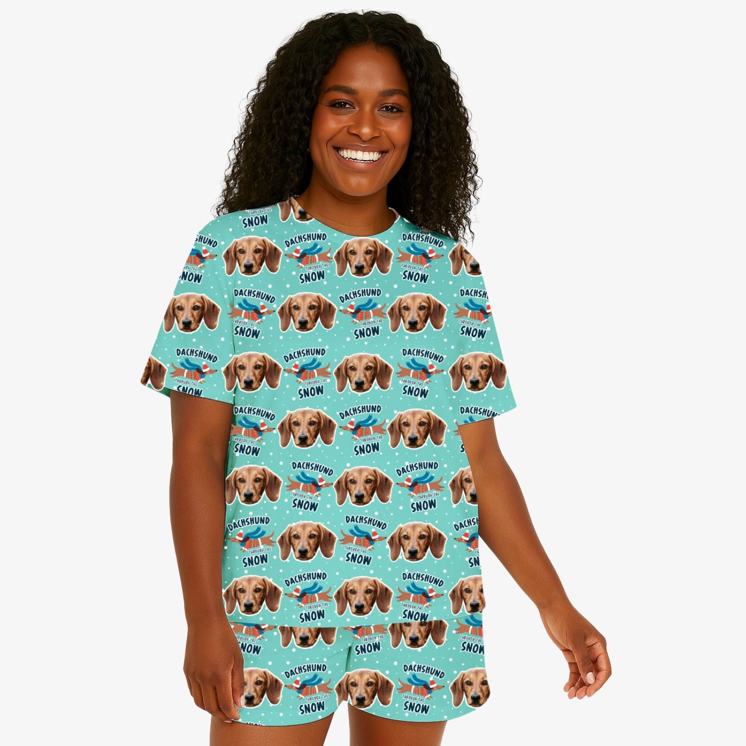 Dachshund Through The Snow Women's Personalised PJs