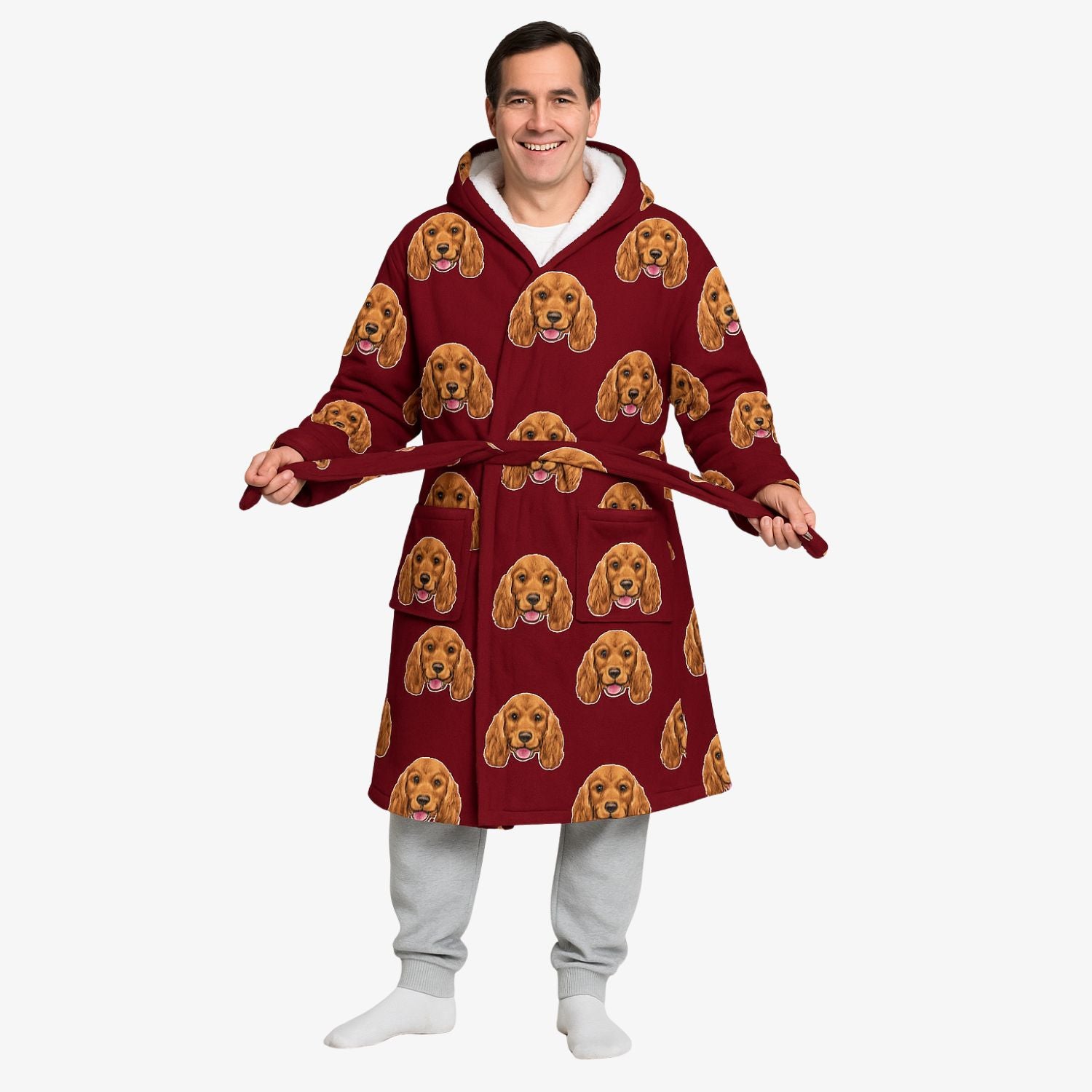 personalised dressing gown for men and women with dogs photo on