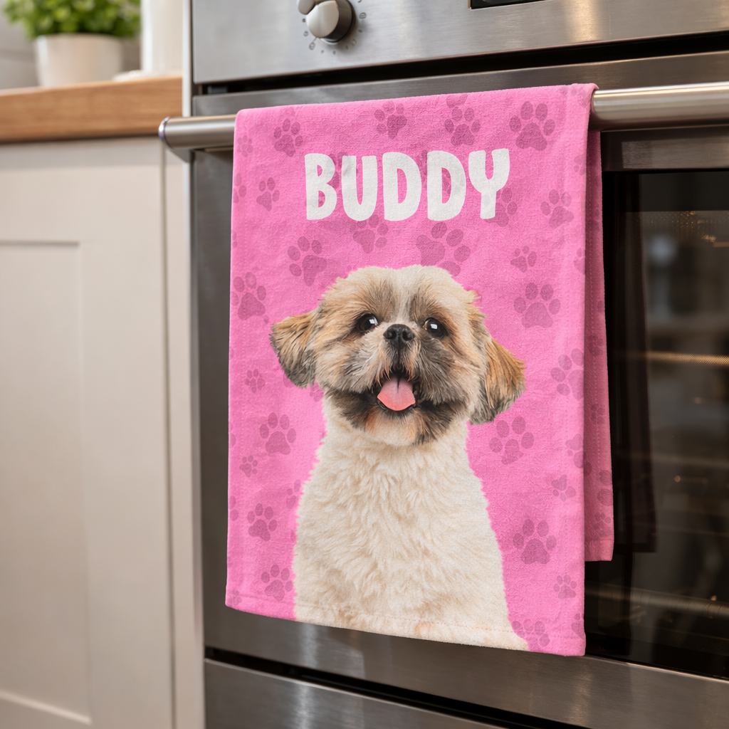 Your Dog’s Face & Name Personalised Tea Towel