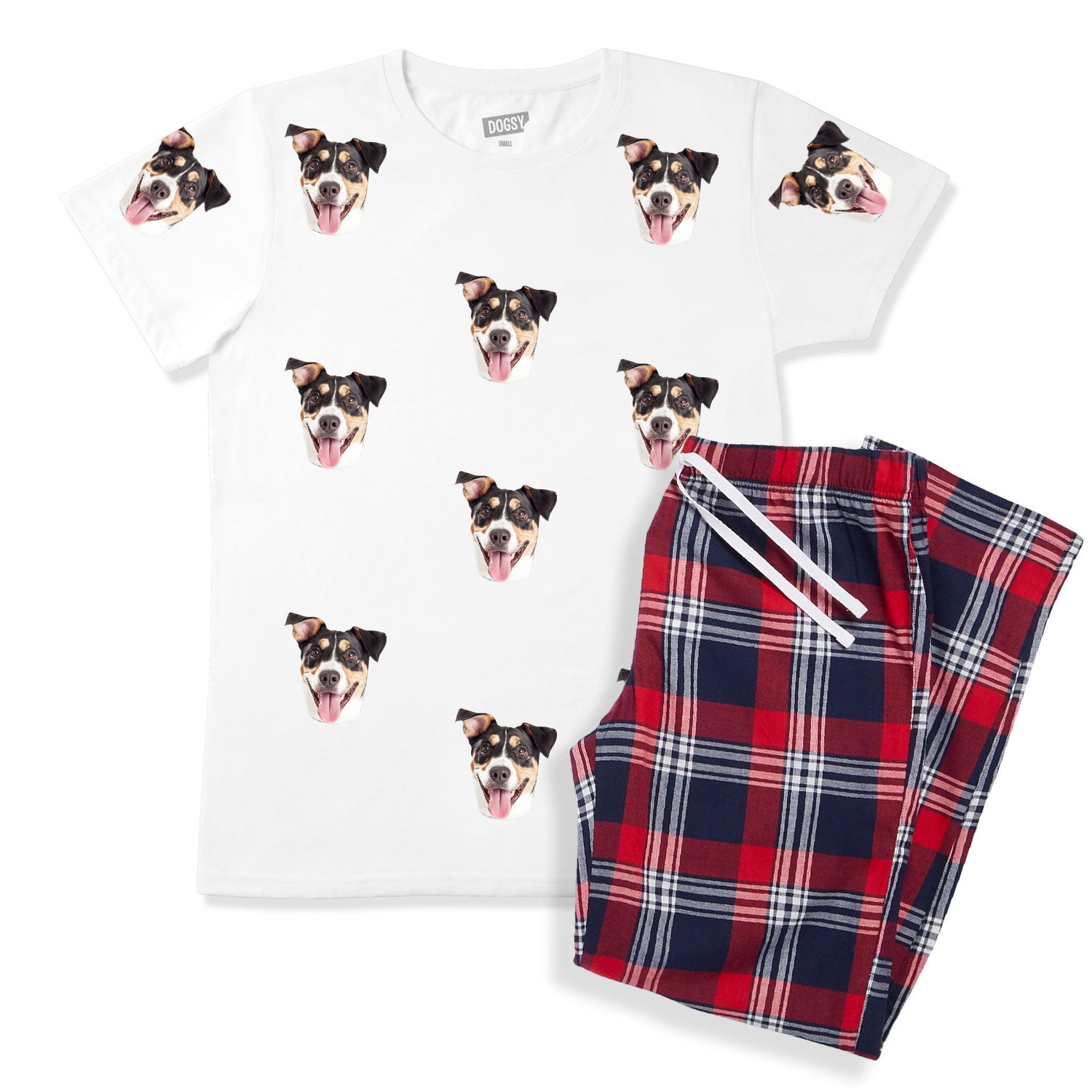 Your Dog Mens Pyjamas Trouser Set - Red Navy