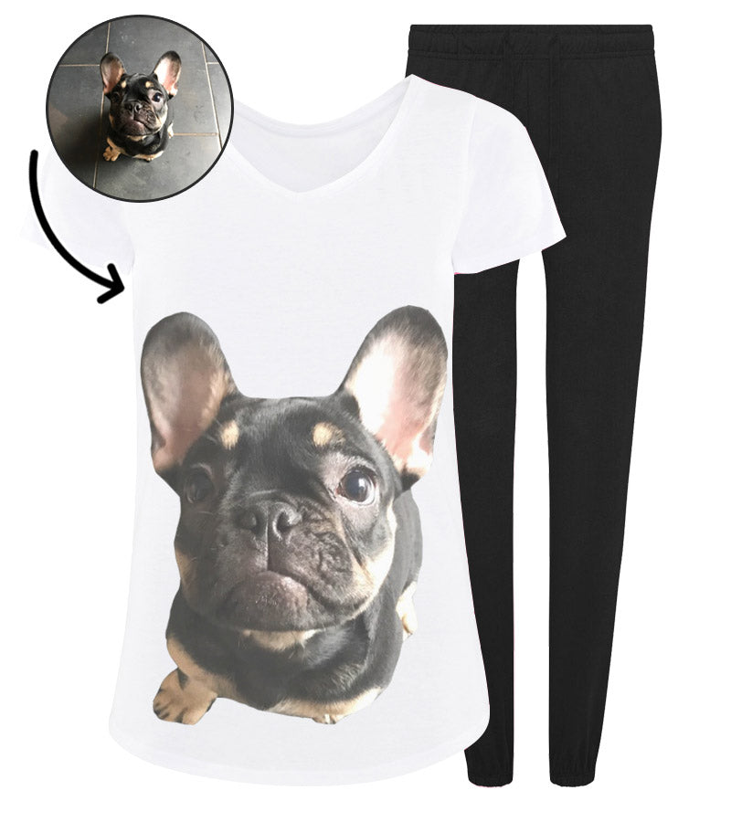 Customised Dog Face Ladies Pyjama Set