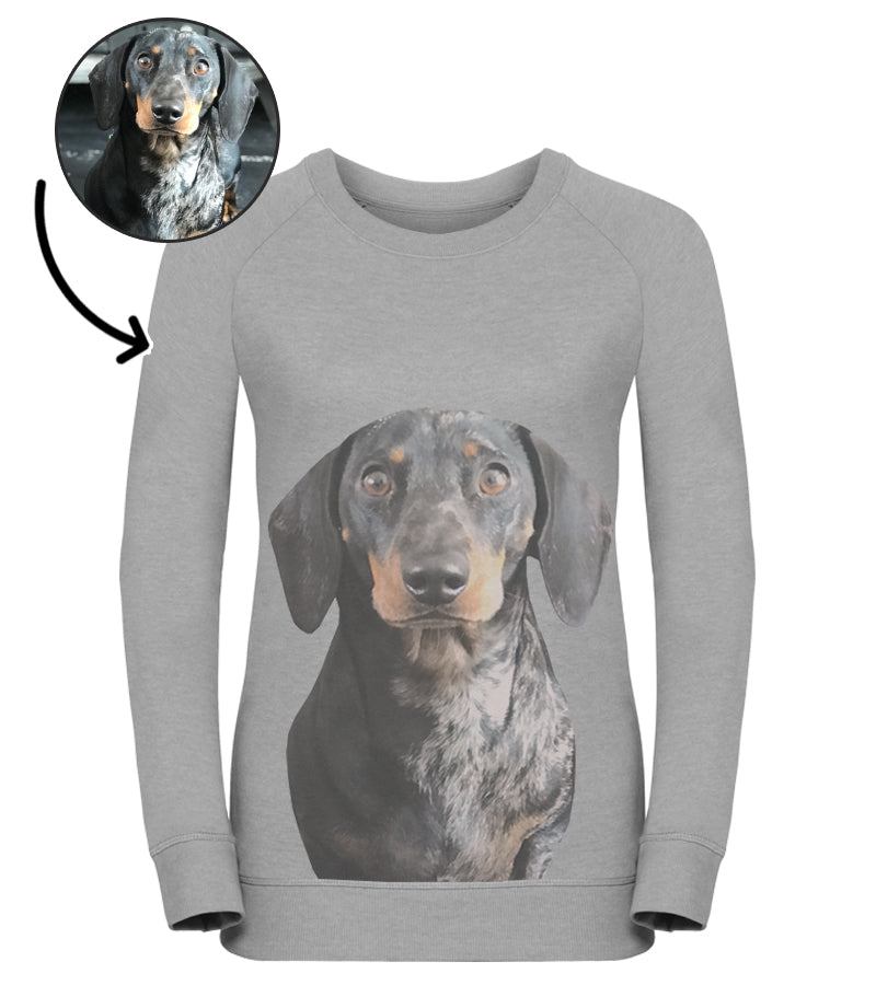 Grey Dog Face Ladies Sweatshirt