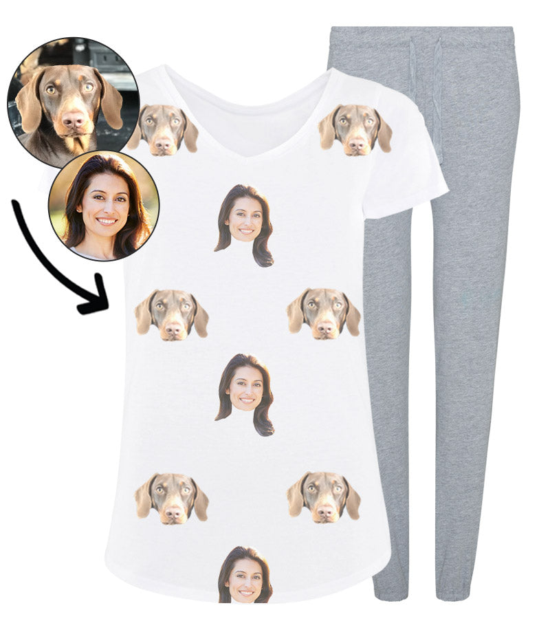 Grey Personalised Dog & Owner Photo Pyjamas
