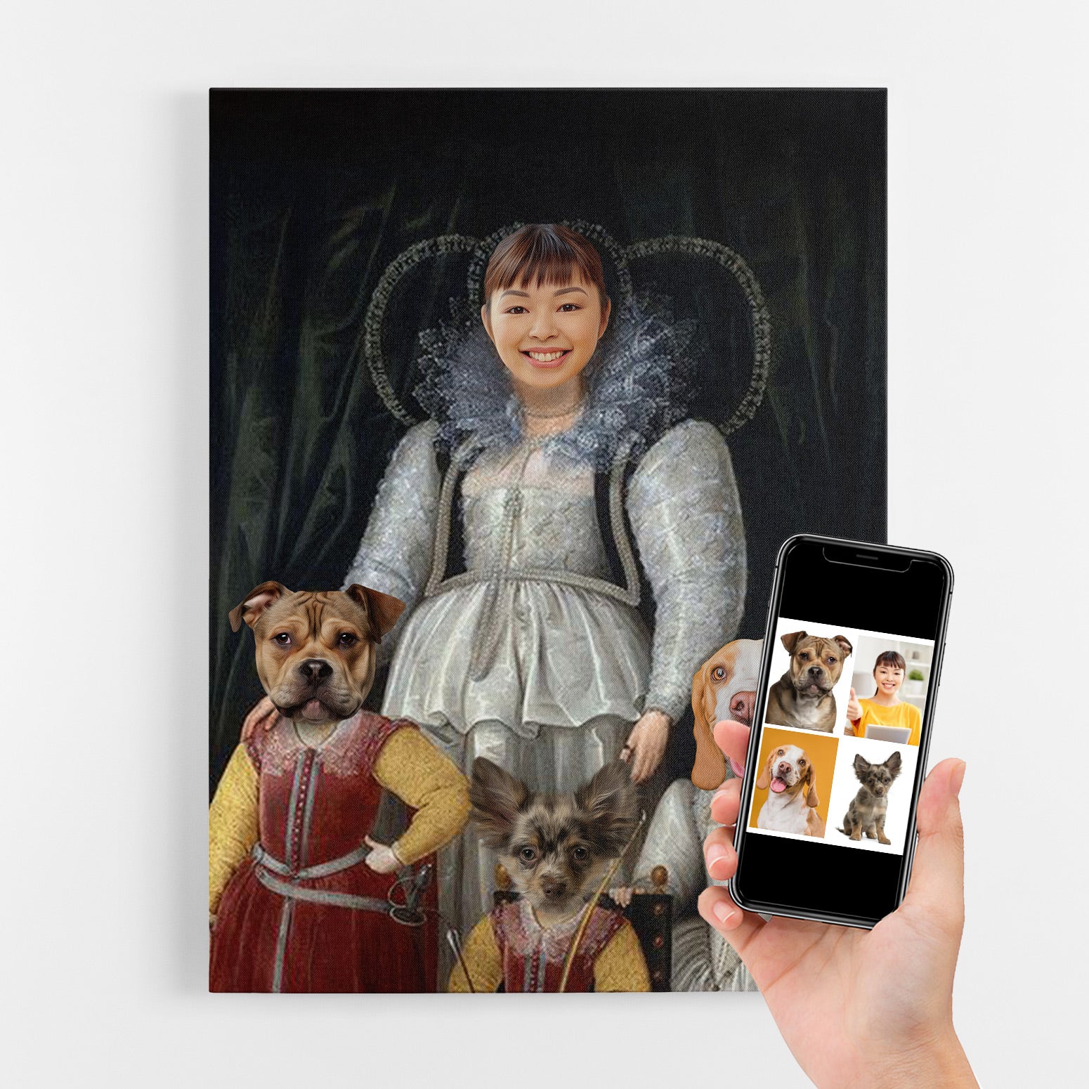Victorian Mum & Children Dog Portrait