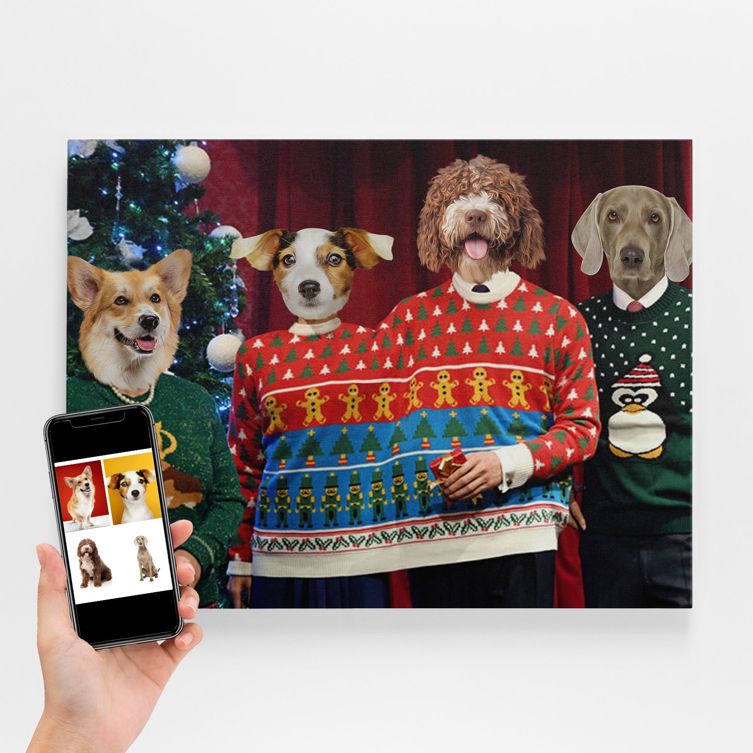 Family Christmas Jumper Dog Portrait