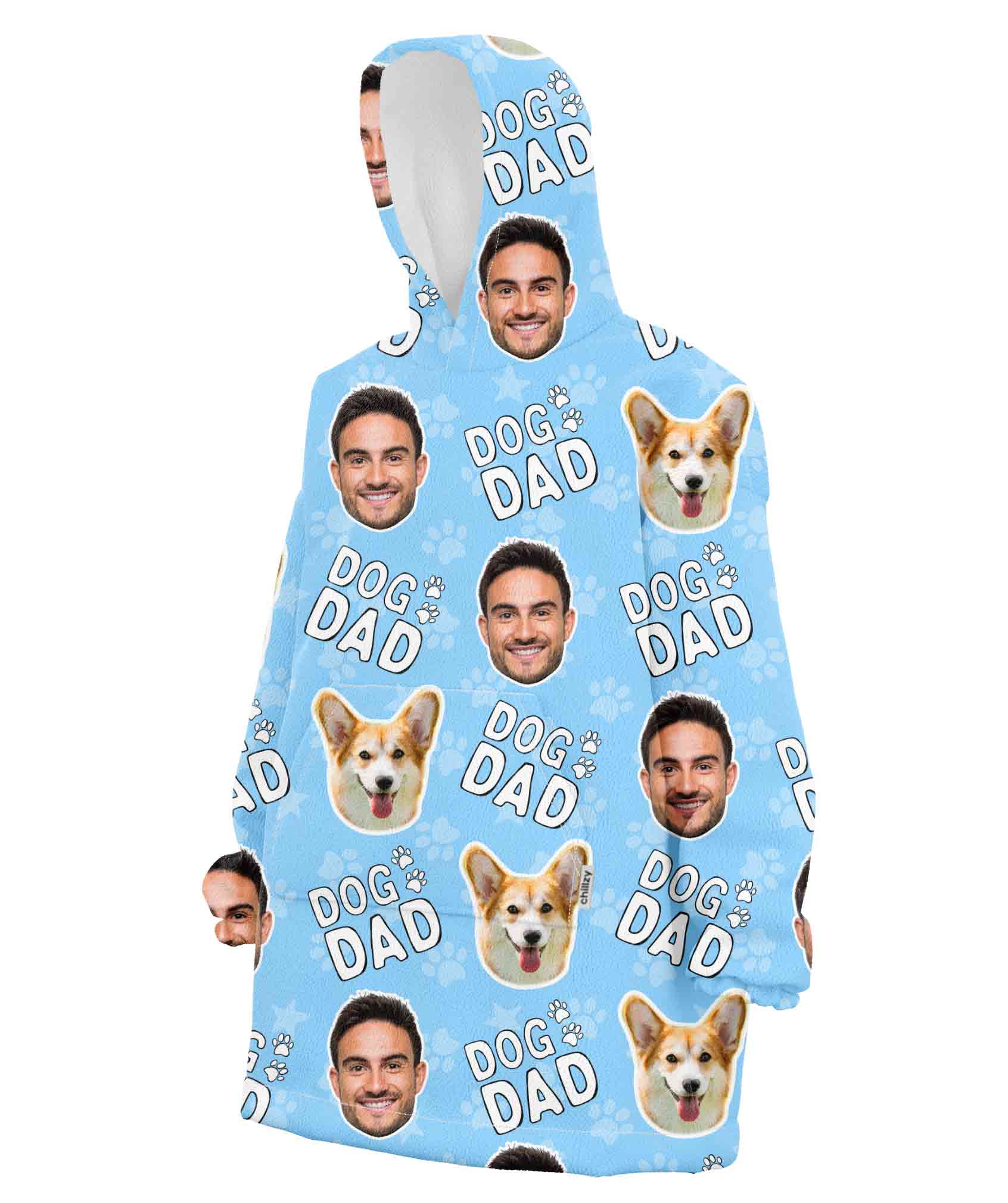 Dog Dad Personalised Hooded Blanket