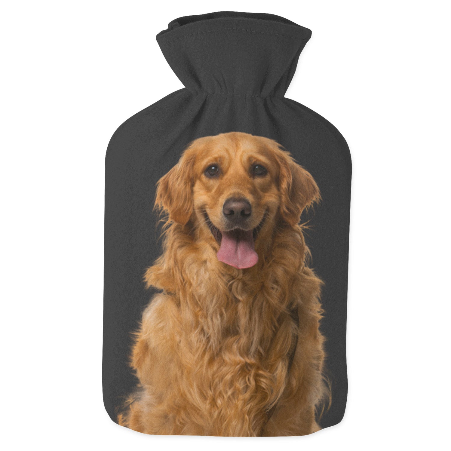 black personalised dog hot water bottle