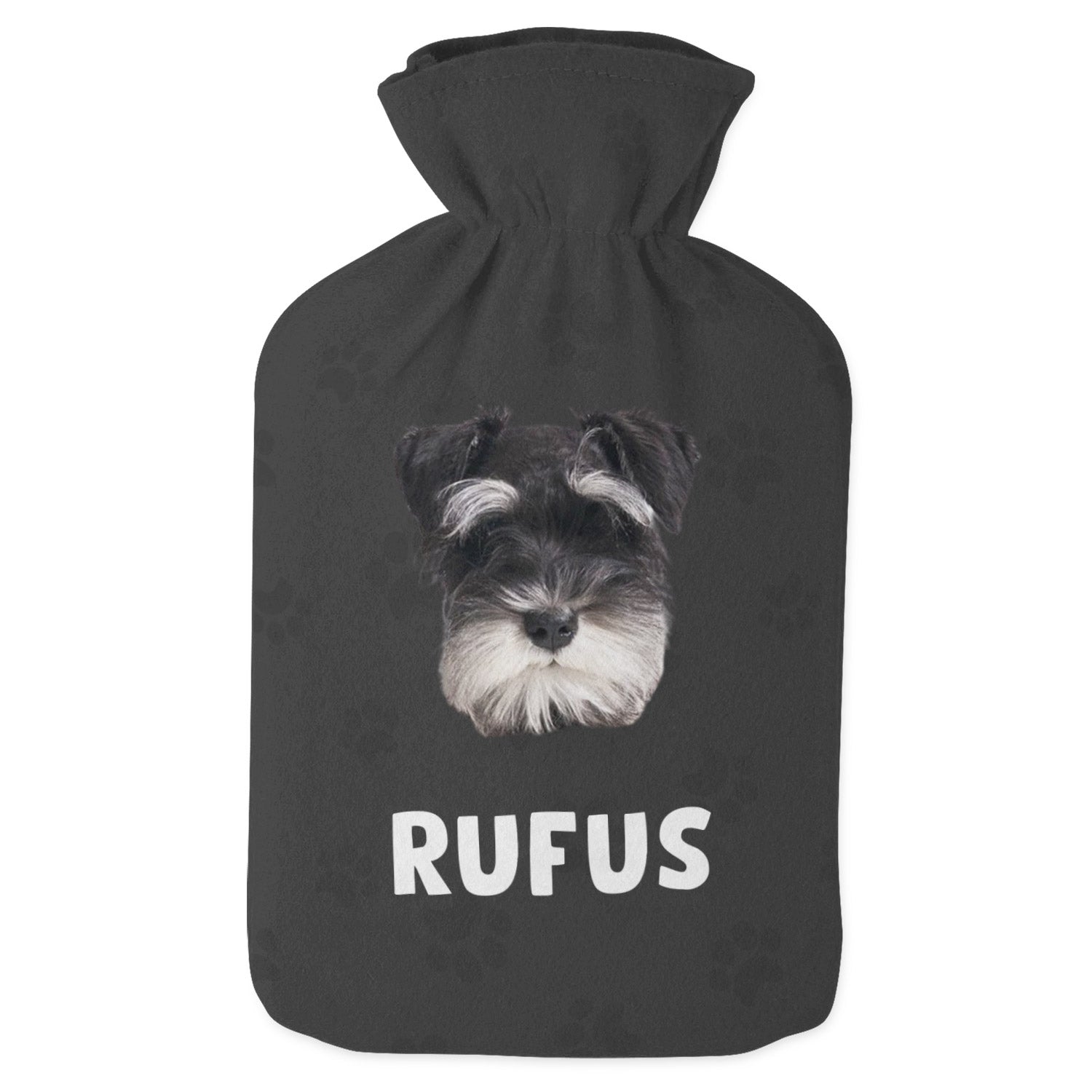 dog hot water bottle customised with your name and photo