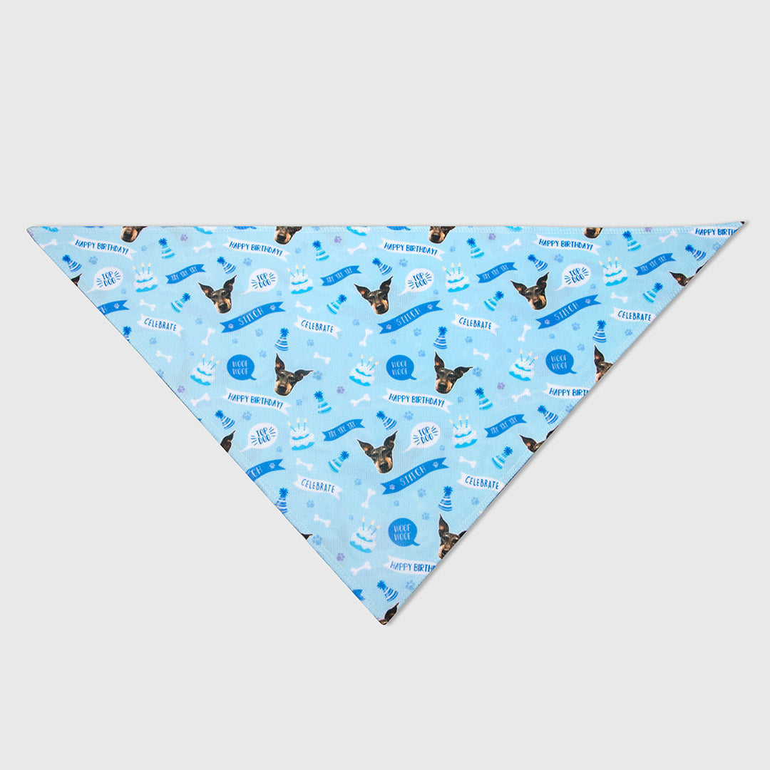 blue Happy Birthday Dog Bandana