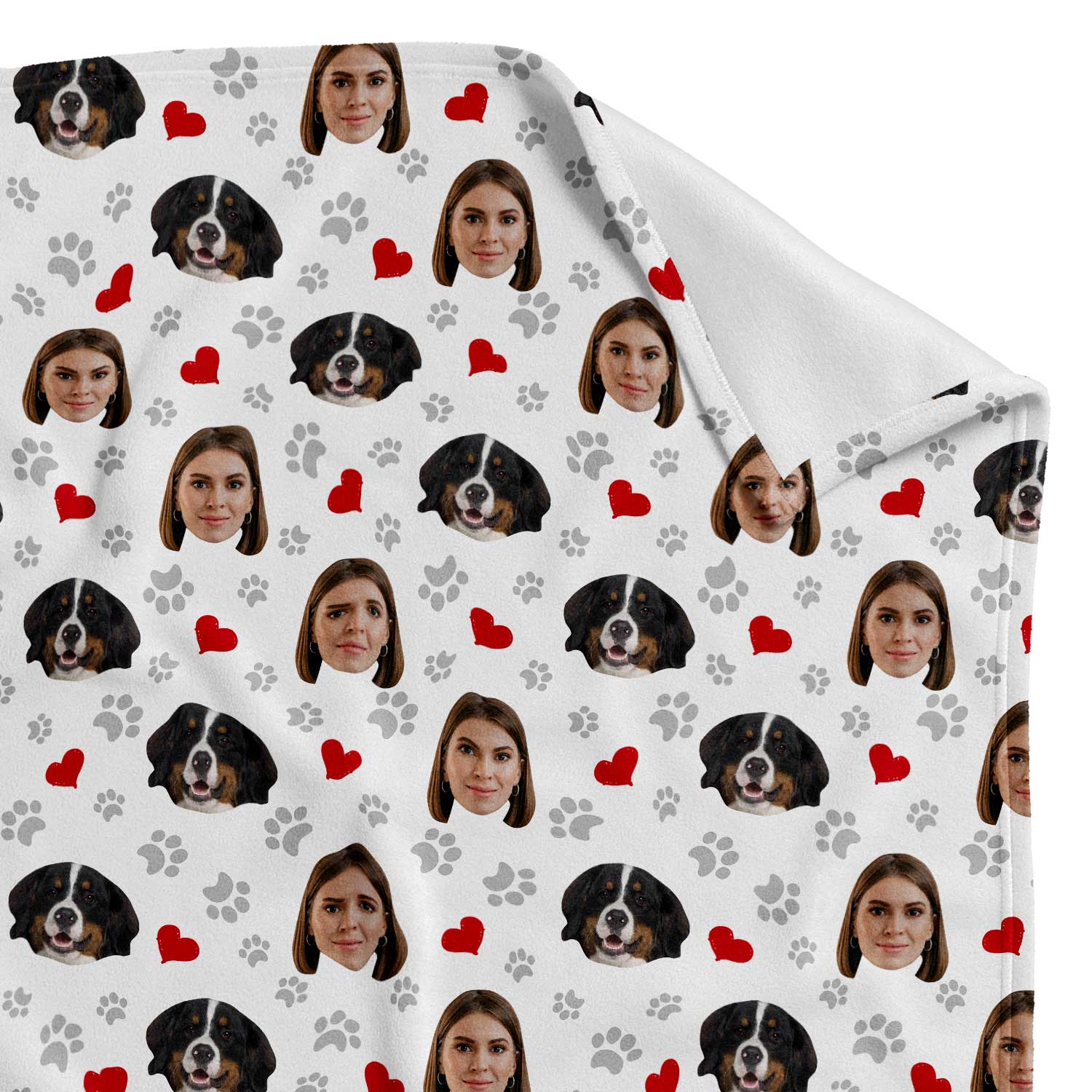 paws and heart personalised blanket