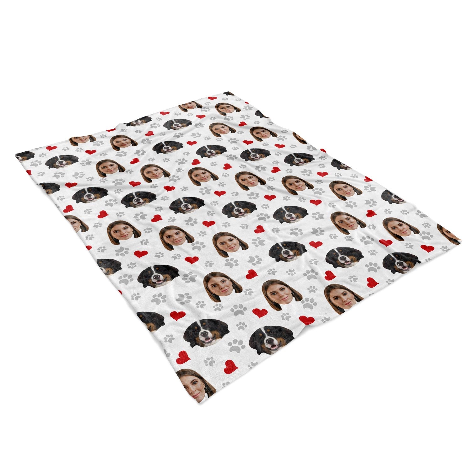 personalised dog blanket with heart design