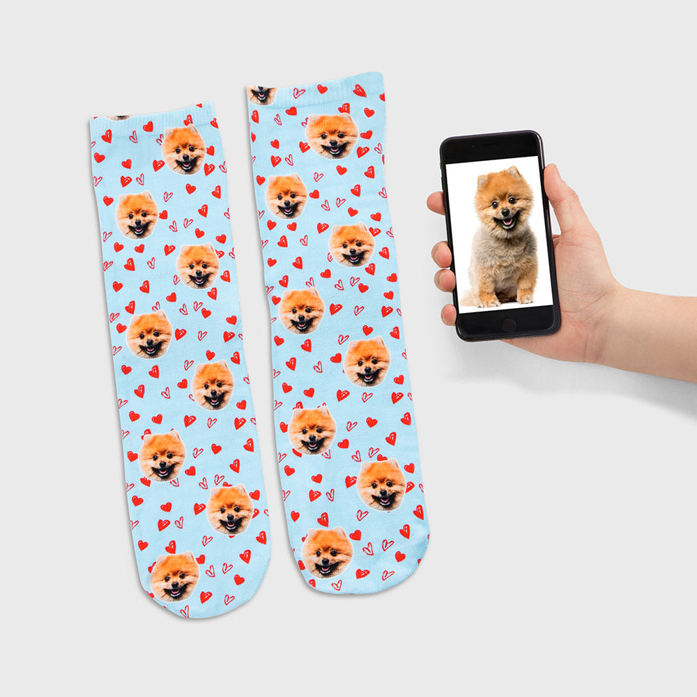 Dog Love Heart Photo Socks