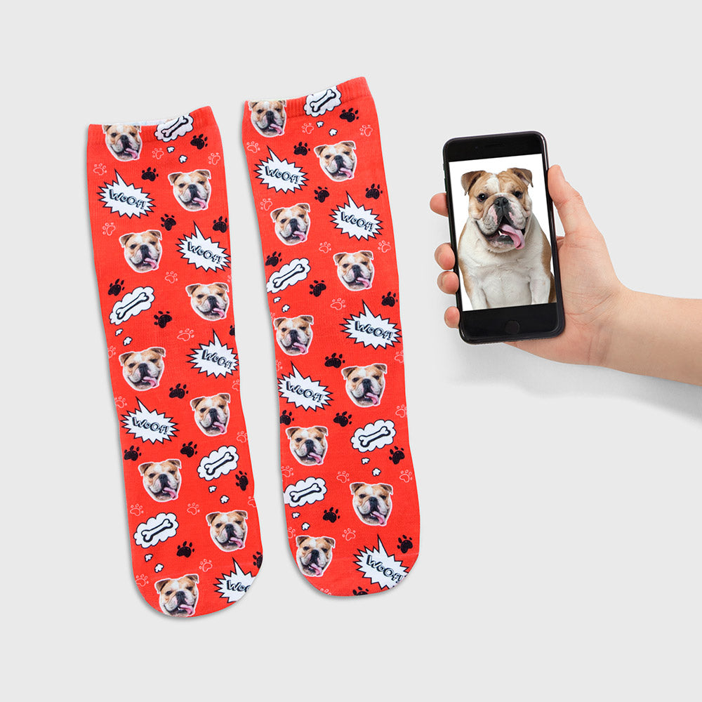 Woof Dog On Personalised Socks