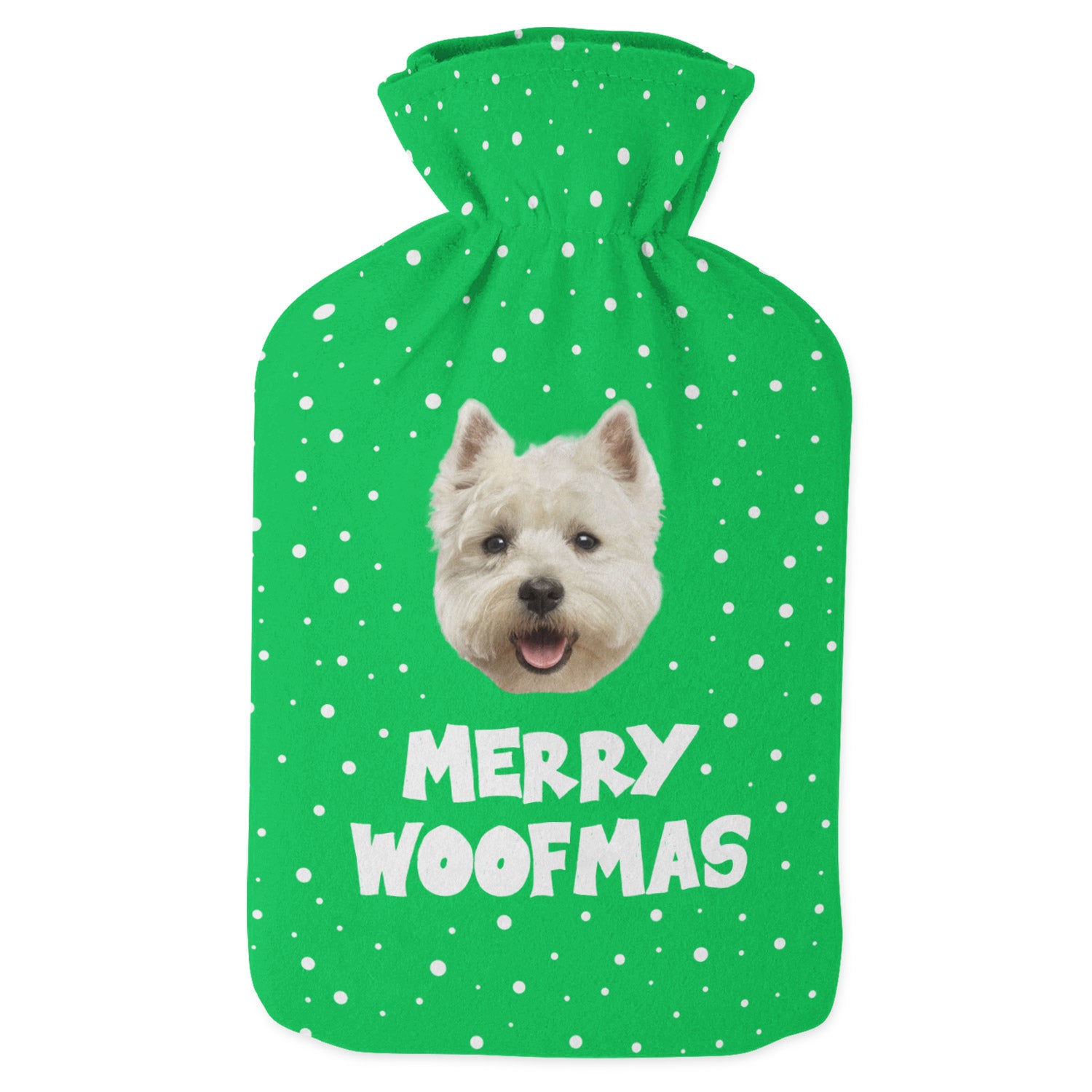 custom christmas dog hot water bottle