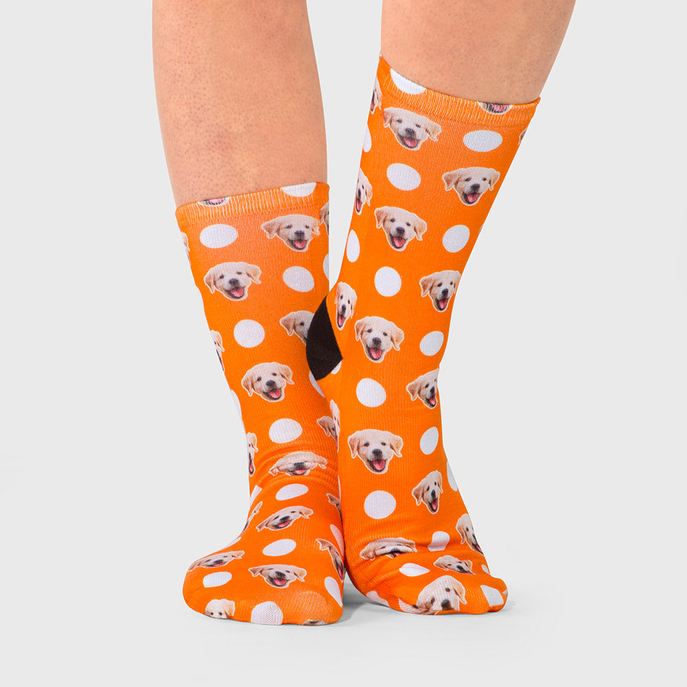 Personalised Polka Dog Face Socks