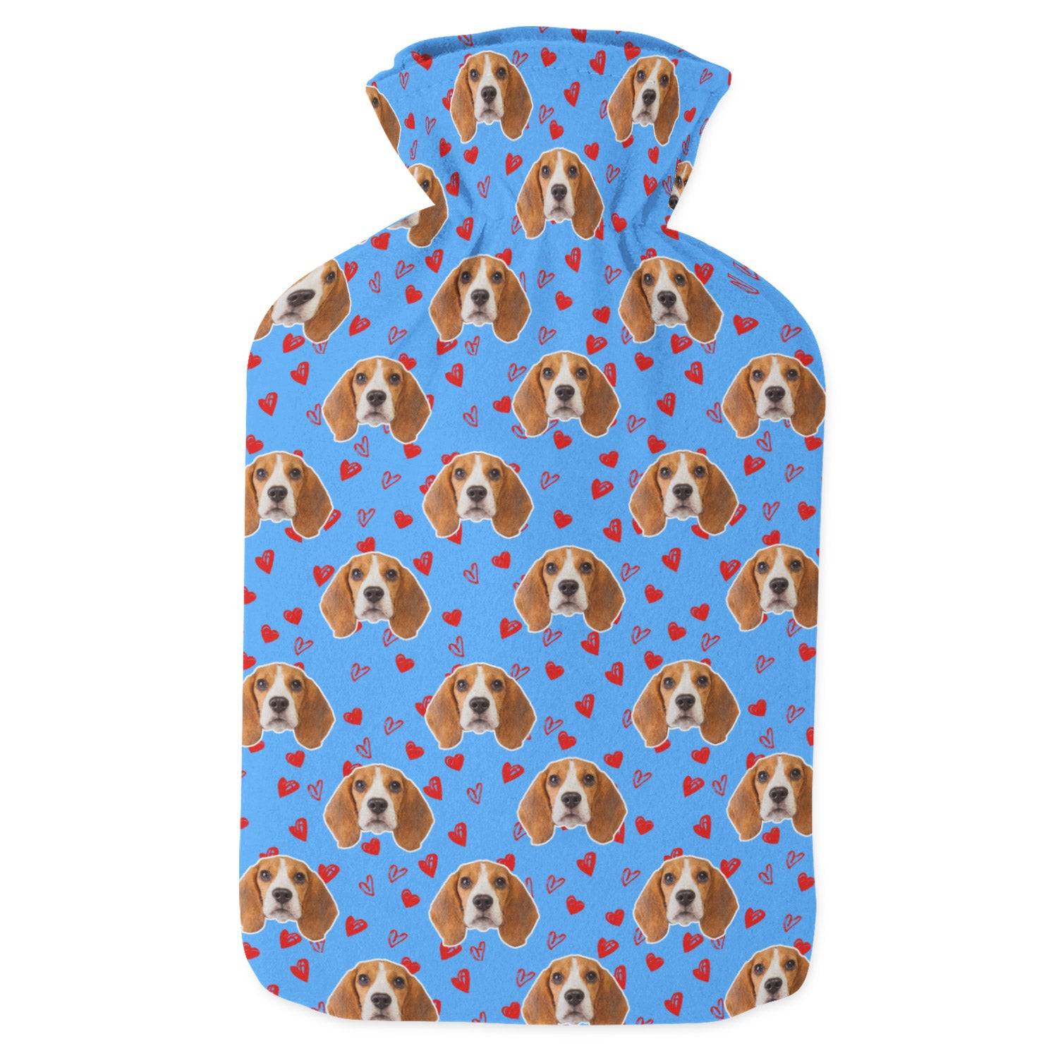 dog hot water bottle with love heart design