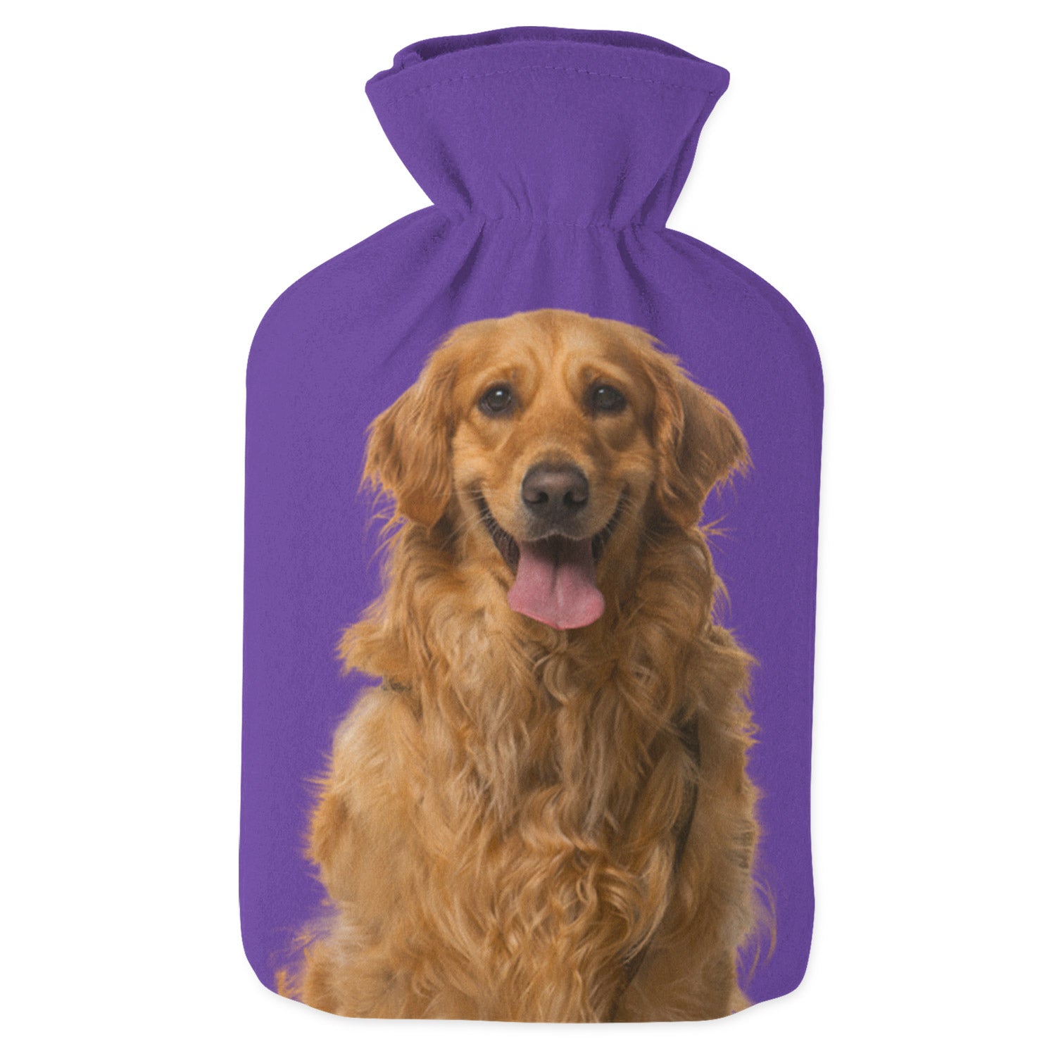 purple personalised dog hot water bottle