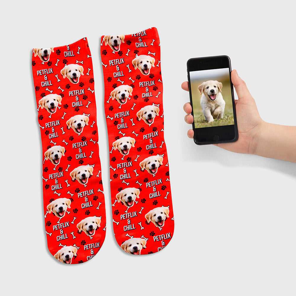 Petflix and Chill Dog Photo Socks