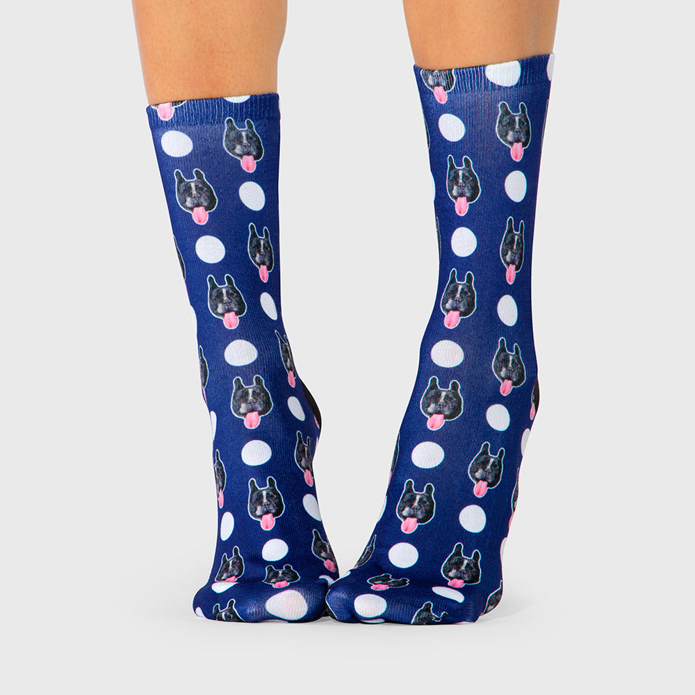 Polka Dog Face Socks