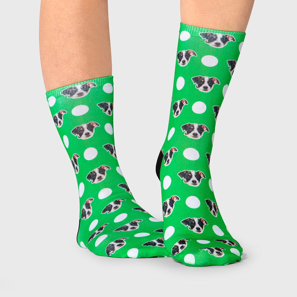 Polka Dog Socks With Photo On