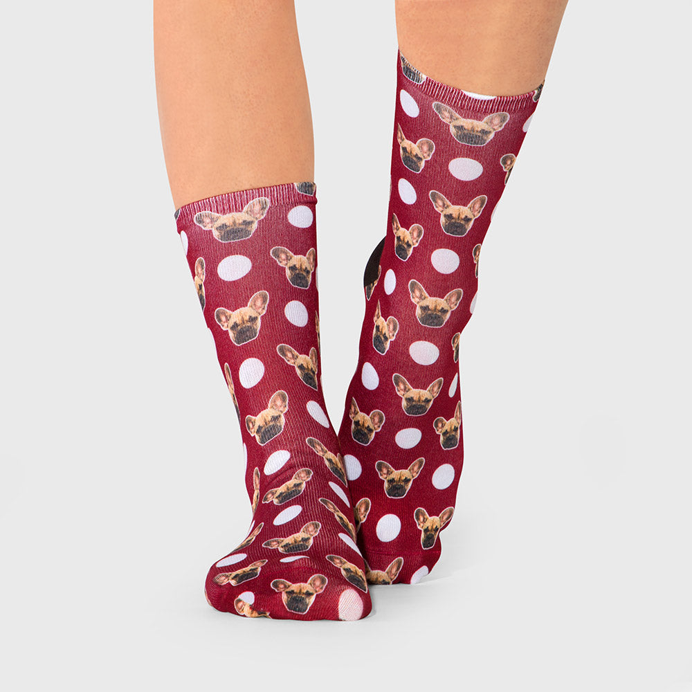 Maroon Polka Dog Socks