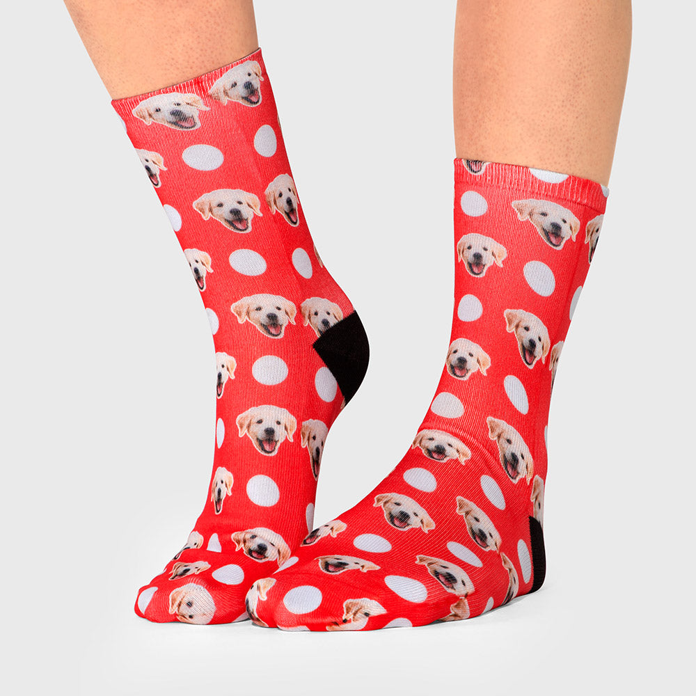Personalised Polka Dog Photo Socks