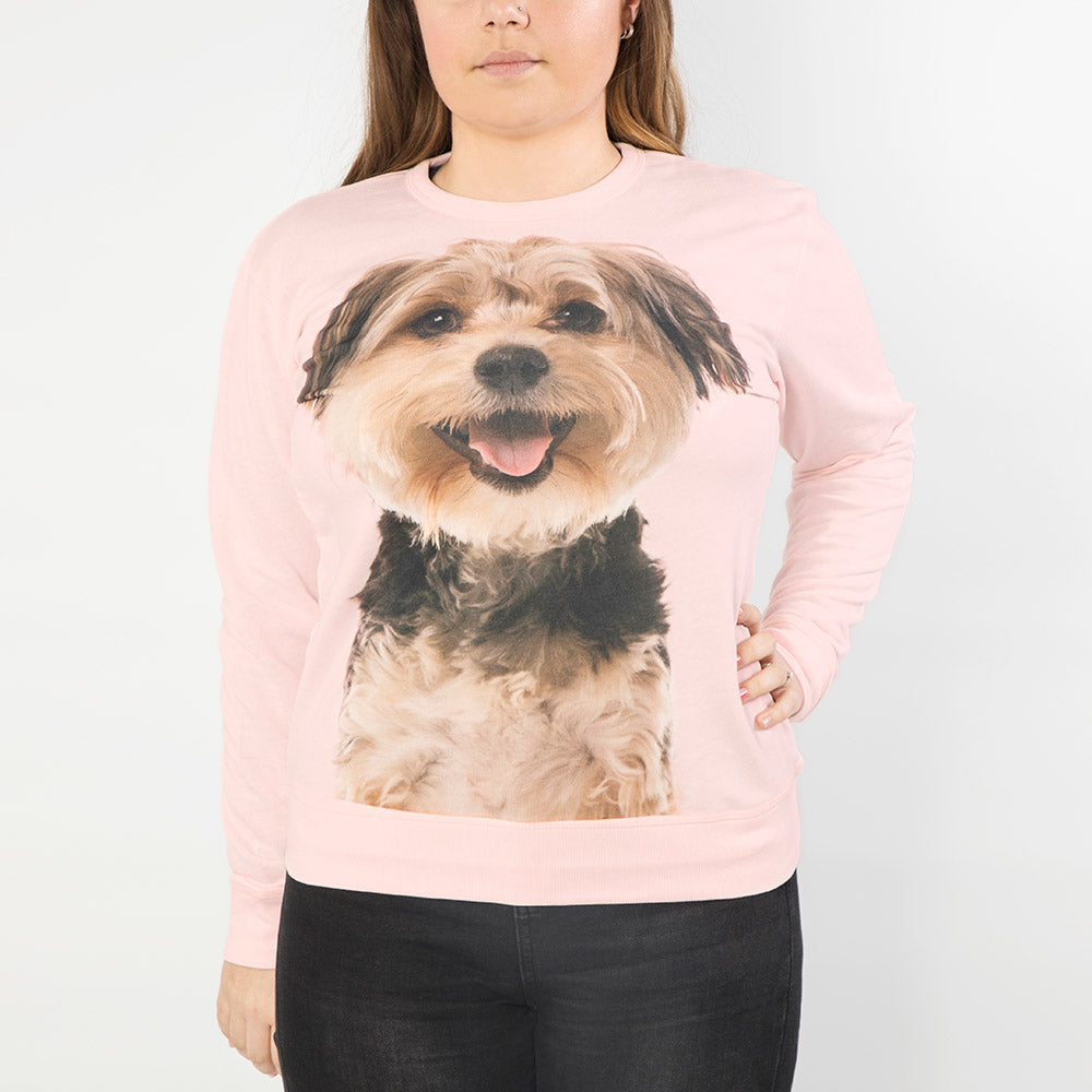 Pink Dog Face Ladies Sweatshirt