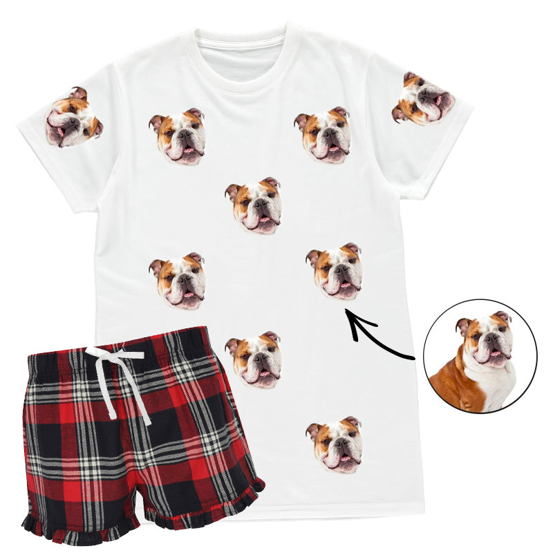 Your Dog Ladies Pyjamas Red Navy Shorts Set