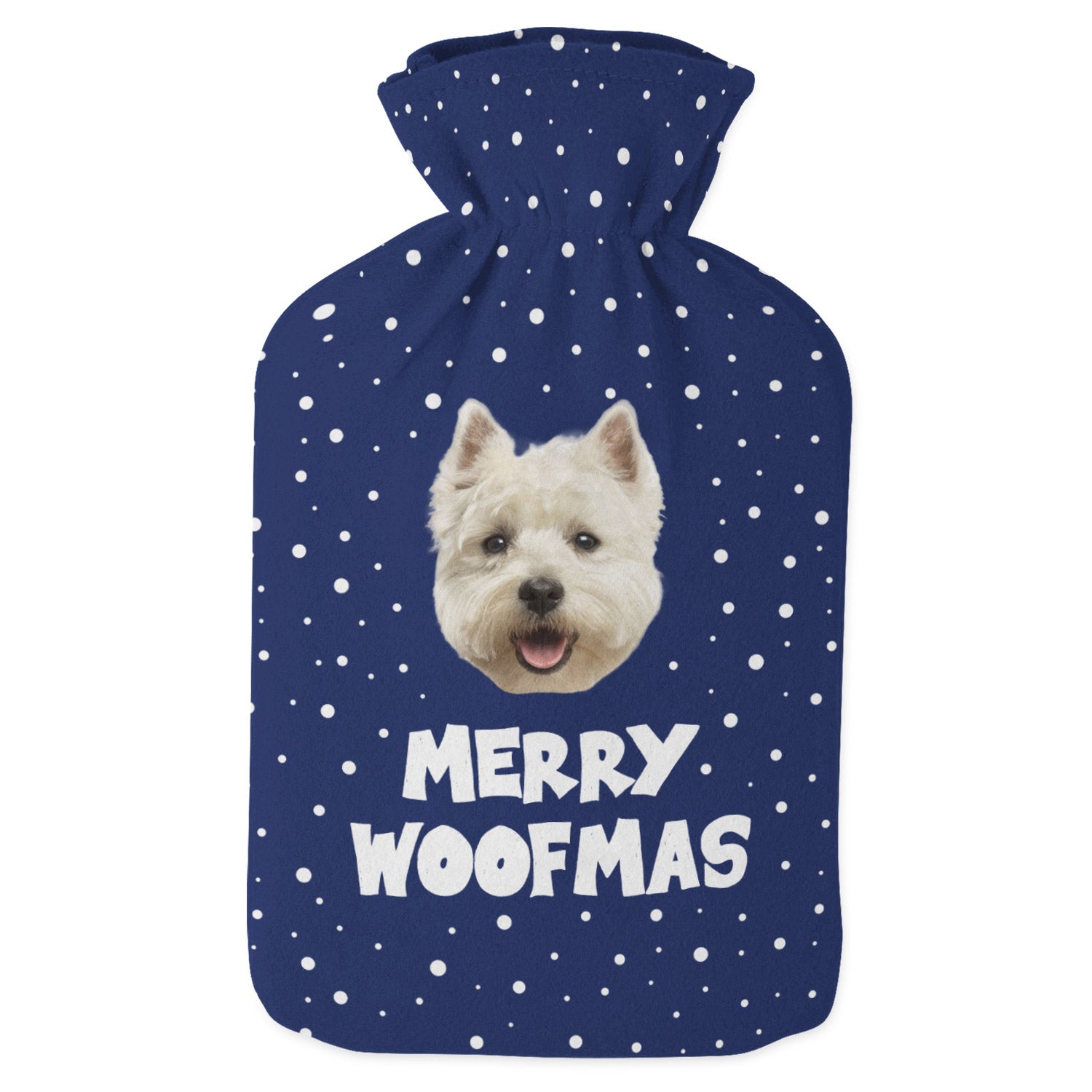 merry woofmas design dog hot water bottle
