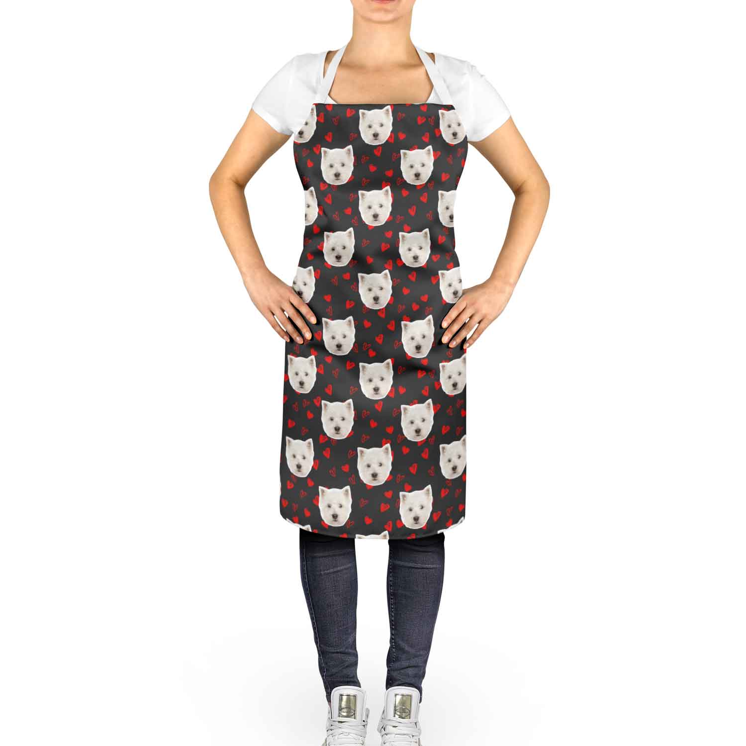 Love Heart Pattern Personalised Dog Apron