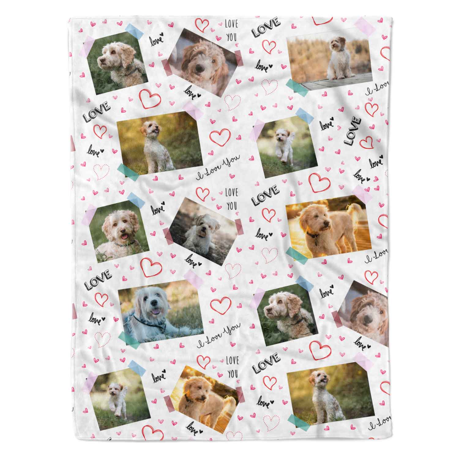 Love Scrap Book Collage Personalised Dog Blanket