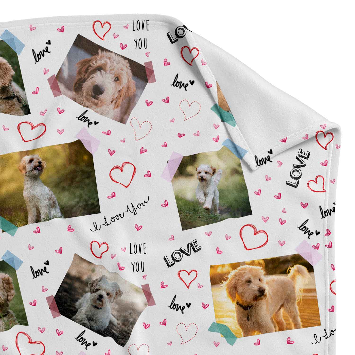 Love Scrap Book Collage Personalised Dog Blanket