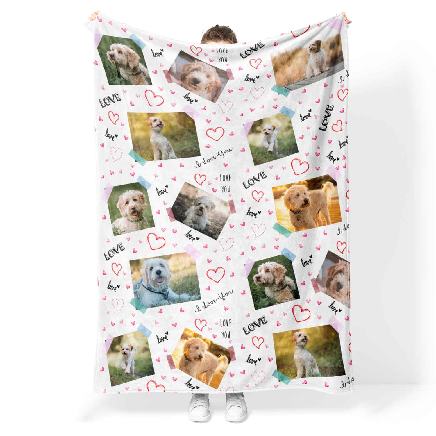 Love Scrap Book Collage Personalised Dog Blanket