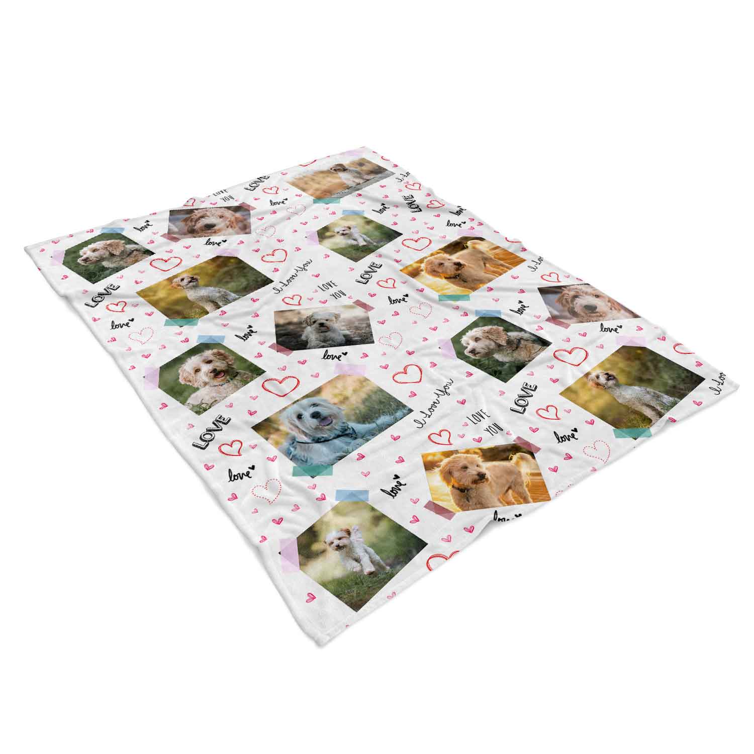 Love Scrap Book Collage Personalised Dog Blanket
