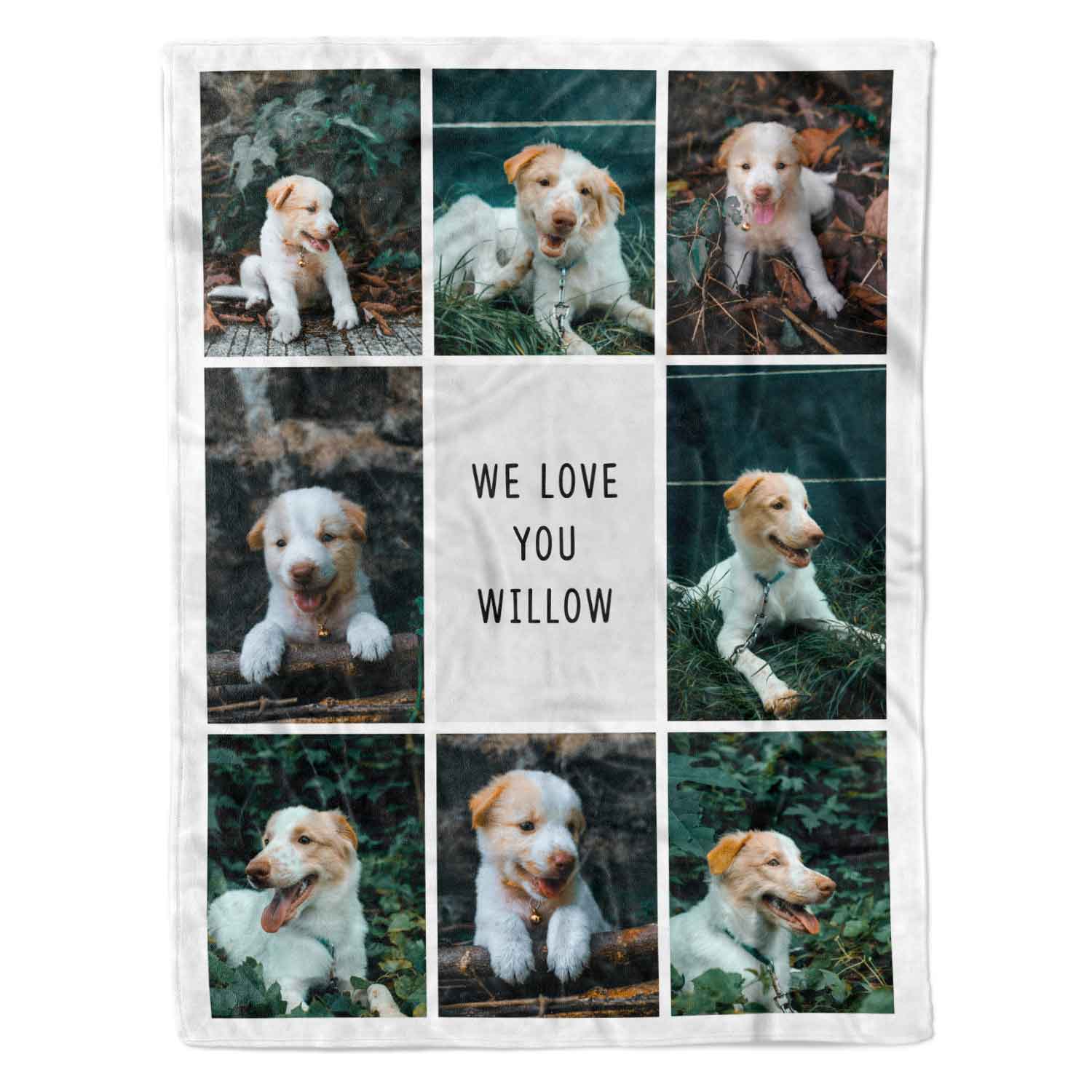 8 Photo Collage Personalised Dog Blanket With Custom Text